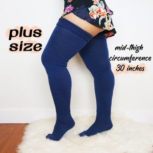 PLUS SIZE Thigh High Socks, Blue Women's Extra Long Over The Knee Stocking